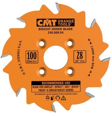 Пильный диск пазовый для шпоночного соединения 100x22x3,96/3,0 15° 10° ATB Z=8 CMT 240.008.04 ― CMT