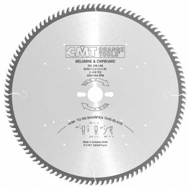 Пильный диск форматный с положительным углом врезания 350x30x3,5/2,5 10 TCG Z=108 CMT 281.108.14M ― CMT