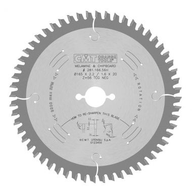 Пильный диск для МДФ и ДСП 165х2,2/1,6х20 Z=56 CMT 281.166.56H ― CMT
