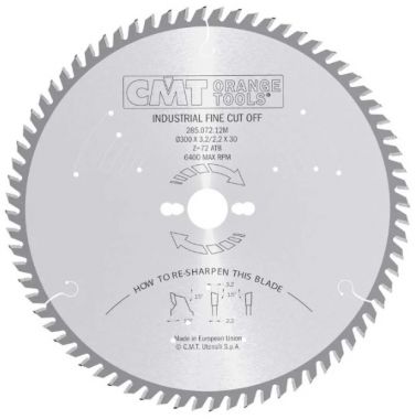 Пильный диск универсальный 300x30x3,2/2,2 10° 15° ATB Z=72 для продольного и поперечного пиления CMT 285.072.12M ― CMT