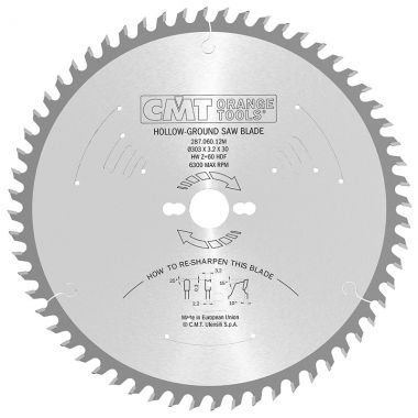 Пильный диск по ламинату с дуплообразным зубом 303x30x3,2/2,2 10° HDF Z=60 CMT 287.060.12M ― CMT