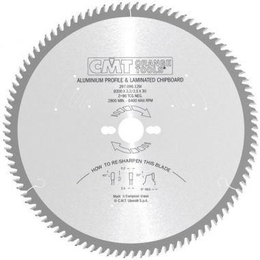 Пильный диск по цветным металлами и ламинированным панелям 300x30x3,2/2,5 -6° TCG Z=96 CMT 297.096.12M ― CMT