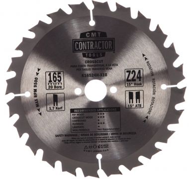 Пильный диск универсальный 165x2.2/1.4x20 Z24 ATB 15°POS CMT K16524H-X10 ― CMT