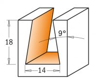 Фреза ласточкин хвост 9гр. Z1 D=14x18 S=12x30 RH CMT 522.140.11
