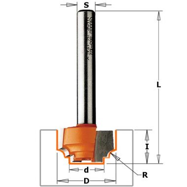 Фреза концевая псевдофиленка D=12,7 I=12,7 S=1/4" R=1,20 CMT 865.101.11 ― CMT