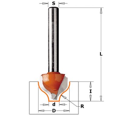 Фреза концевая псевдофиленка D=19,0 I=13,0 S=1/2" R=3,20 CMT 865.503.11 ― CMT