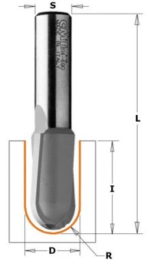 Фреза концевая с радиусным торцом D=12,7 I=9,5 S=8,0 R=6,35 CMT 914.1309 ― CMT