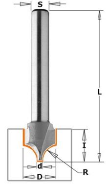 Фреза концевая для гравирования D=10,0 I=10,0 S=8,0 R=5,00 CMT 965.0510 ― CMT