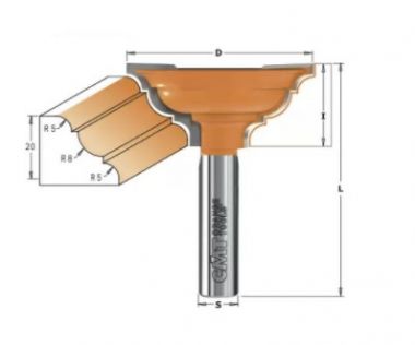 Фреза концевая для изготовления раскладки S=12 D=58 I=25,4 CMT 967.701.11 ― CMT