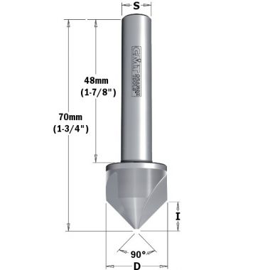 Зенкер с цилиндрическим хвостовиком Z3 S=10x48 D=19,5x9x70 RH CMT 521.002.11 ― CMT